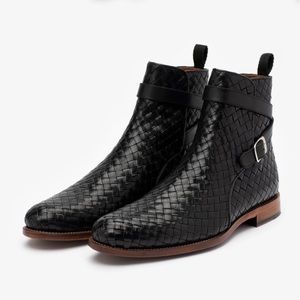 TAFT Dylan boot in woven leather - black